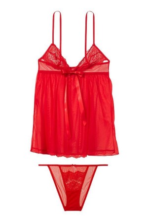 Victoria's Secret Spitze Unlined Non Wired Babydoll Rot | 605183TYE