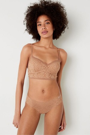 Victoria's Secret Spitze Wired Push Up Bralette Mocha Latte Nude | 352468CSY