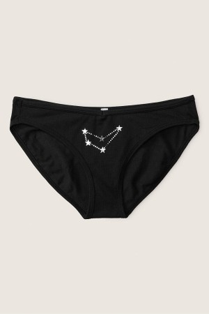 Victoria's Secret Stretch Baumwoll Astrology Baumwoll Bikini Knickers Schwarz | 053492ODU