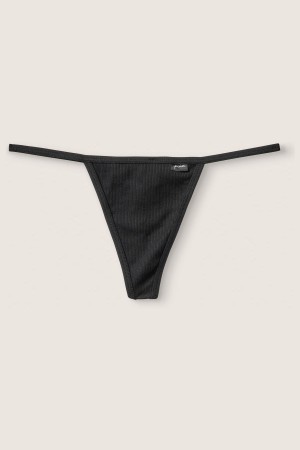 Victoria's Secret Stretch Baumwoll Baumwoll G String Knickers Schwarz | 763250HZJ