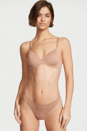 Victoria's Secret Stretch Baumwoll Baumwoll High Leg Tanga Knickers Sweet Praline Nude | 954627DLO