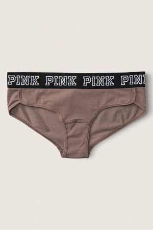 Victoria's Secret Stretch Baumwoll Baumwoll Logo Hipster Knickers Kaffee Braun | 217385ODA