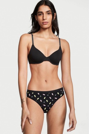 Victoria's Secret Stretch Baumwoll Baumwoll Bikini Knickers Schwarz | 516374BYT