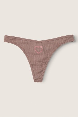 Victoria's Secret Stretch Baumwoll Baumwoll Tanga Knickers Kaffee Braun | 895274CWH