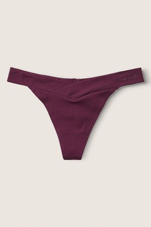 Victoria's Secret Stretch Baumwoll Crossover Baumwoll Tanga Knicker Bordeaux Lila | 805291BGP