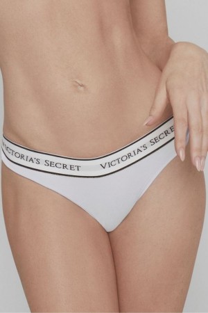 Victoria's Secret Stretch Baumwoll Logo Knickers Weiß | 271698ETK