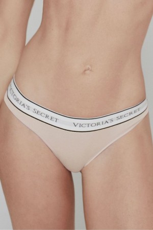 Victoria's Secret Stretch Baumwoll Logo Knickers Nude | 234968VPC