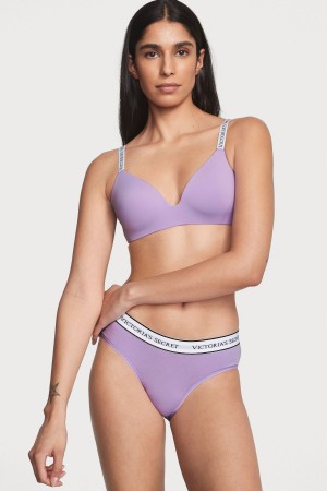 Victoria's Secret Stretch Baumwoll Logo Knickers Lila | 859741KGA