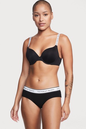 Victoria's Secret Stretch Baumwoll Logo Knickers Schwarz | 235867DLR