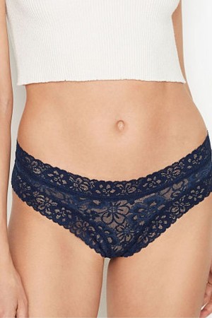 Victoria's Secret The Lacie Spitze Cheeky Knickers Navy Blau | 461579INW