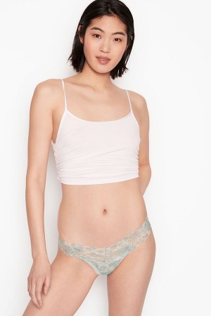 Victoria's Secret The Lacie Spitze Tanga Knickers Blau | 325981LHC