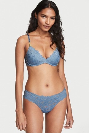 Victoria's Secret The Lacie Spitze Tanga Knickers Blau | 431867DZL