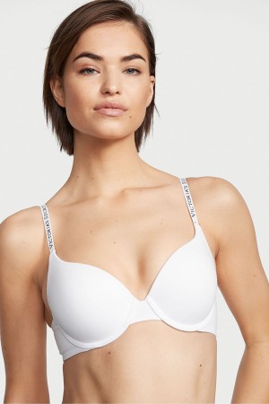 Victoria's Secret The T-Shirt Full Coverage Push Up Logo Bra Weiß | 034651JLH