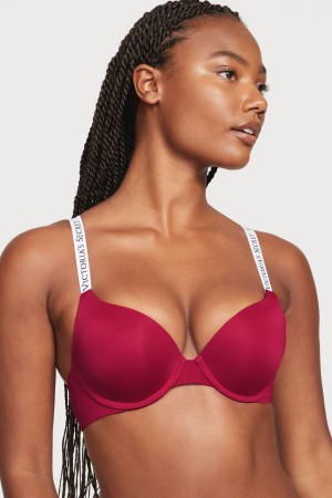 Victoria's Secret The T-Shirt Full Coverage Push Up Logo Bra Bordeaux Rot | 982435ACQ