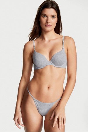 Victoria's Secret The T-Shirt Full Coverage Push Up Logo Bra Grau | 418527PQV