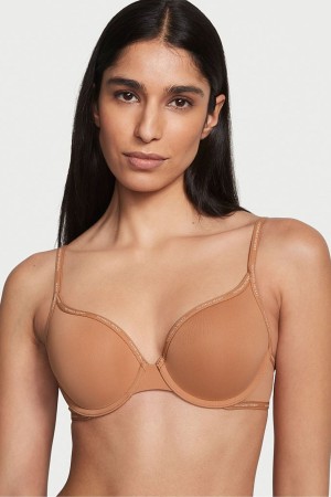 Victoria's Secret The T-Shirt Lightly Gefütterte Logo Riemen Full Cup Bra Honey Glow Nude | 673091GQU