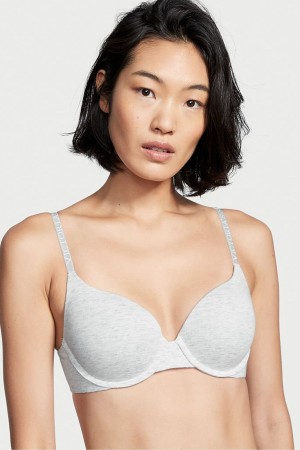 Victoria's Secret The T-Shirt Lightly Gefütterte Logo Riemen Full Cup Bra Grau | 943062HUC