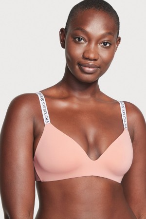 Victoria's Secret The T-Shirt Non Wired Logo T-Shirt Bra Rosa Rosa | 123768ZRC