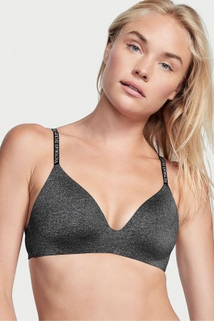 Victoria's Secret The T-Shirt Smooth Logo Riemen Lightly Gefütterte Non Wired T-Shirt Bra Schwarz | 837469BOQ