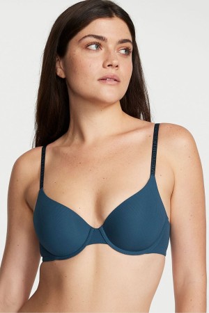 Victoria's Secret The T-Shirt Smooth Logo Riemen Light Gefütterte T-Shirt Bra Blau | 380765WXT