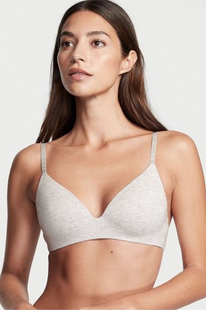 Victoria's Secret The T-Shirt Smooth Logo Riemen Lightly Gefütterte Non Wired T-Shirt Bra Grau | 395271PZI