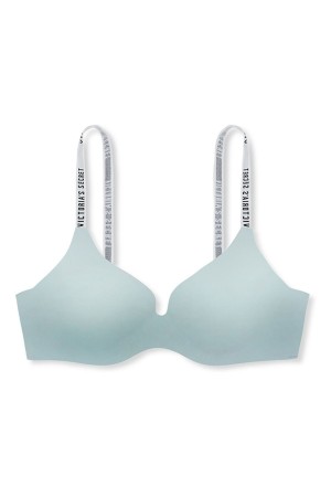 Victoria's Secret The T-Shirt Smooth Logo Riemen Lightly Gefütterte Non Wired T-Shirt Bra Blau | 364028SGZ