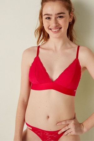 Victoria's Secret Unlined Spitze Triangle Bralette Rot | 295816QTY