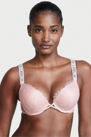 Victoria's Secret Very Sexy Bombshell Add 2 Cups Shine Riemen Spitze Push Up Bra Rosa | 543079OPI