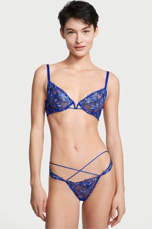 Victoria's Secret Very Sexy Embroidered Knickers Blau | 870192LHD