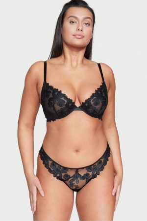 Victoria's Secret Very Sexy Embroidered Tanga Knickers Schwarz | 403926WGY