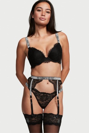 Victoria's Secret Very Sexy Shine Riemen Suspenders Schwarz | 489120WNT