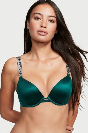 Victoria's Secret Very Sexy Shine Riemen Push Up Bra Schwarz Grün | 261957GHI