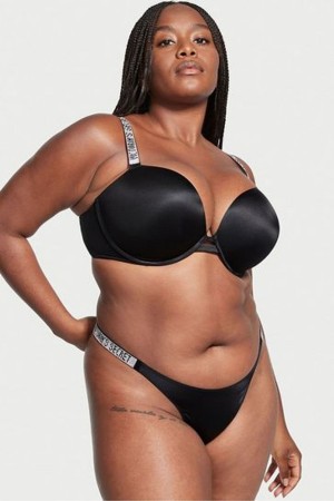 Victoria's Secret Very Sexy Shine Riemen Push Up Bra Schwarz | 327950GSU