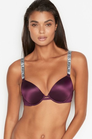 Victoria's Secret Very Sexy Shine Riemen Plunge Push Up Bra Schwarz | 209746ZIH