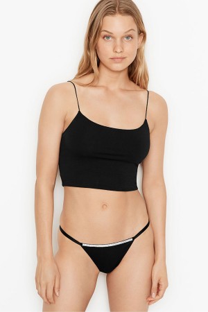 Victoria's Secret Very Sexy Smooth Shine Riemen Knickers Schwarz | 490561ONZ