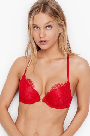 Victoria's Secret Very Sexy Spitze Front Befestigung Push Up Bra Rot | 235810FPB