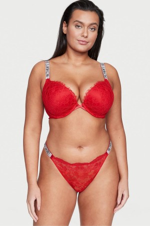 Victoria's Secret Very Sexy Spitze Shine Riemen Tanga Knickers Rot | 275896ATJ