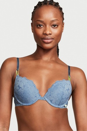 Victoria's Secret Victorias Secret Push Up Spitze Bra Blau | 361854IOV