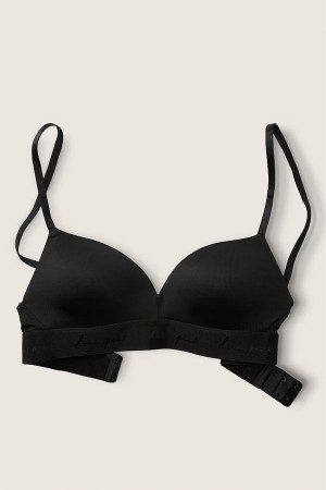 Victoria's Secret Wear Everywhere Smooth Non Wired Push Up T-Shirt Bra Schwarz | 576132ZED