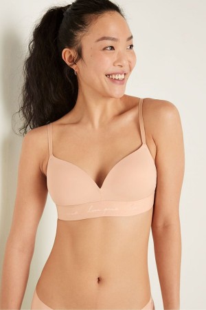 Victoria's Secret Wear Everywhere Smooth Non Wired Push Up T-Shirt Bra Champagne Nude | 198705TZO