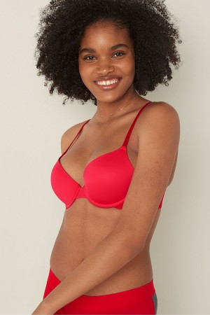 Victoria's Secret Wear Everywhere Smooth Push Up T-Shirt Bra Rot | 513687OJG