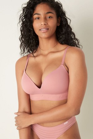 Victoria's Secret Wear Everywhere Smooth Non Wired Push Up T-Shirt Bra Beige | 651304LYG