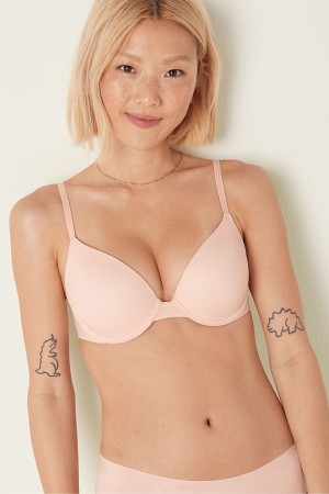 Victoria's Secret Wear Everywhere Smooth Push Up T-Shirt Bra Rosa | 751304QJK