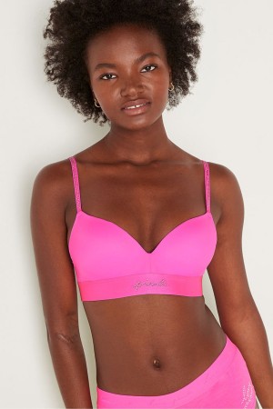 Victoria's Secret Wear Everywhere Smooth Shine Riemen Non Wired Push Up T-Shirt Bra Rosa Rosa | 390675BJI