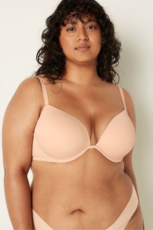 Victoria's Secret Wear Everywhere Smooth Push Up T-Shirt Bra Beige | 760185CMH