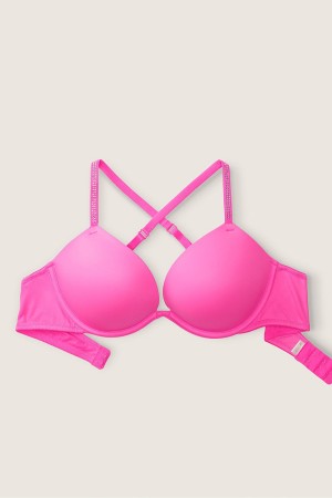 Victoria's Secret Wear Everywhere Smooth Push Up T-Shirt Bra Rosa | 634059QEV