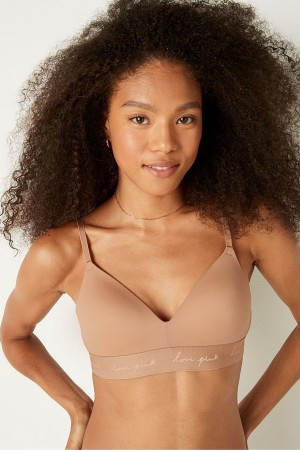 Victoria's Secret Wear Everywhere Smooth Lightly Gefütterte Non Wired T-Shirt Bra Mocha Latte Nude | 985723ROI