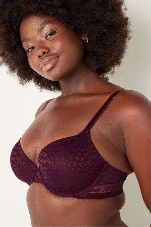 Victoria's Secret Wear Everywhere Spitze Lightly Gefütterte T-Shirt Bra Bordeaux Lila | 145867QBP