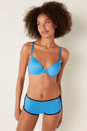 Victoria's Secret Wear Everywhere Wear Everywhere Smooth Push Up T-Shirt Bra Azurblau Blau | 374926XKB