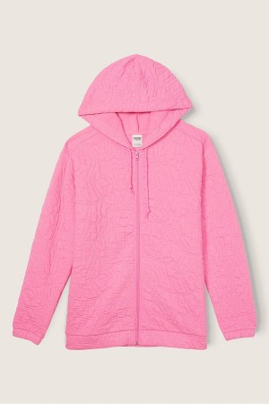 Victoria's Secret Zip Up Long Sleeve Hoodie Rosa | 196758ZRE